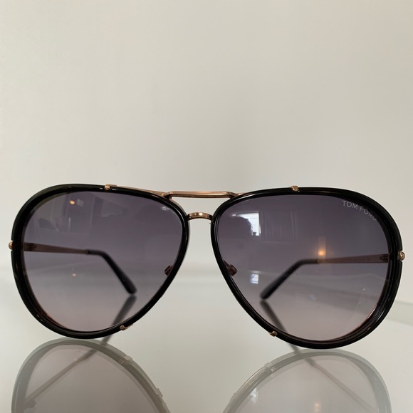 Tom Ford Black & Gold Aviator Sunglasses main image 4